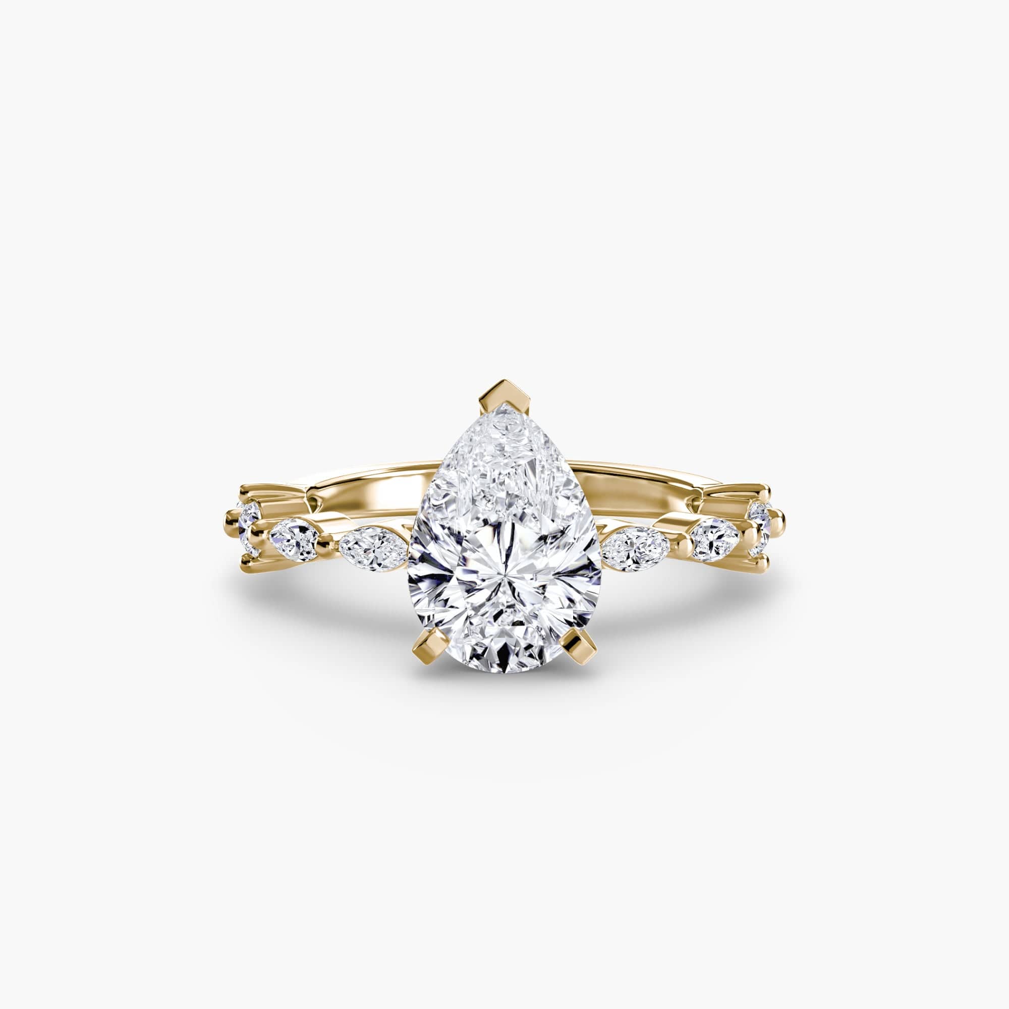 BW James Jewelers setting 9K Yellow Gold / Pear Solitaire with Eternity Pavé