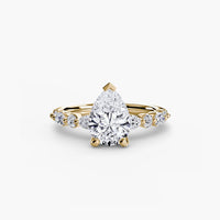BW James Jewelers setting 9K Yellow Gold / Pear Solitaire with Eternity Pavé 2