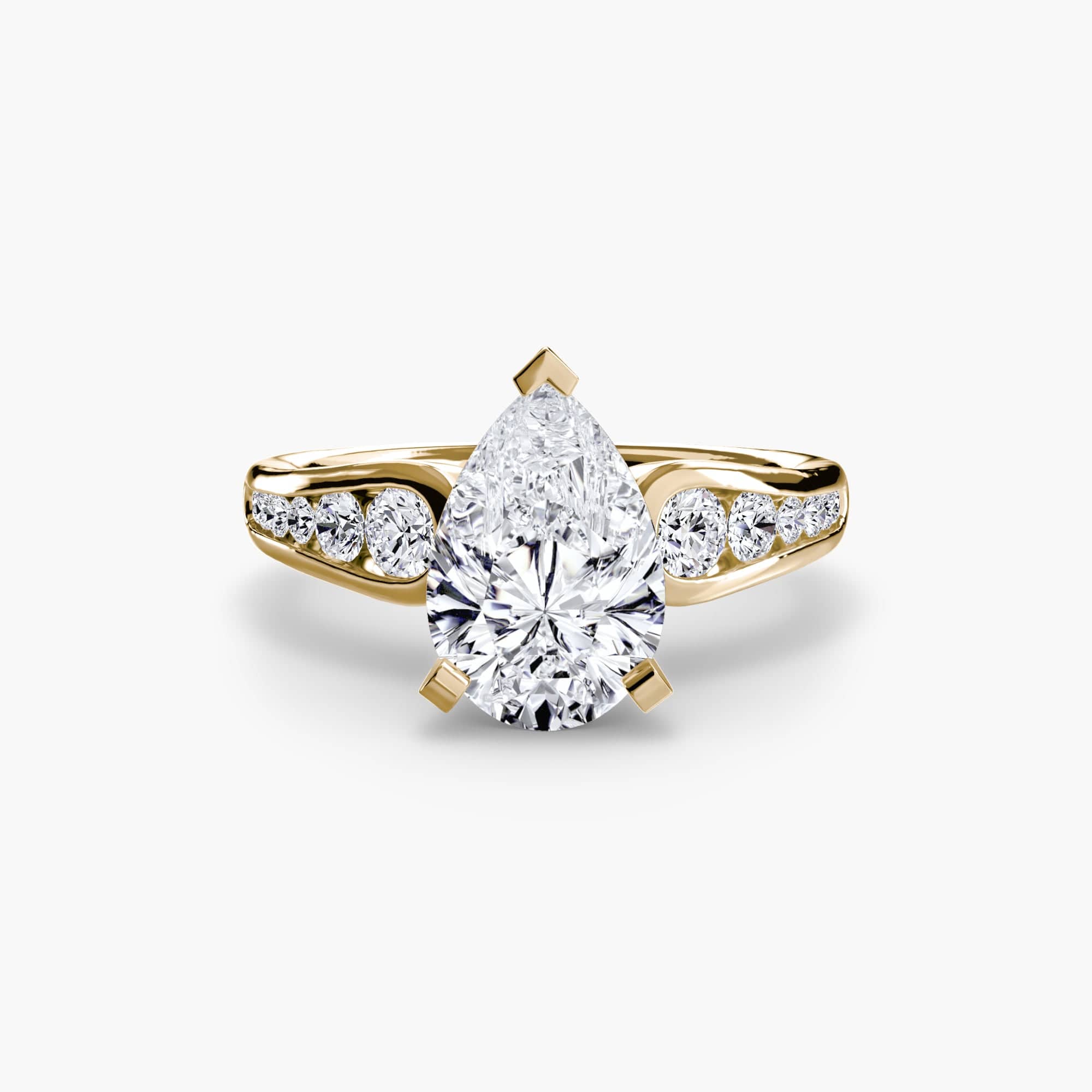 BW James Jewelers setting 9K Yellow Gold / Pear Solitaire with Pavé 2