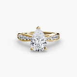 BW James Jewelers setting 9K Yellow Gold / Pear Solitaire with Pavé 3