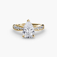 BW James Jewelers setting 9K Yellow Gold / Pear Solitaire with Pavé 3