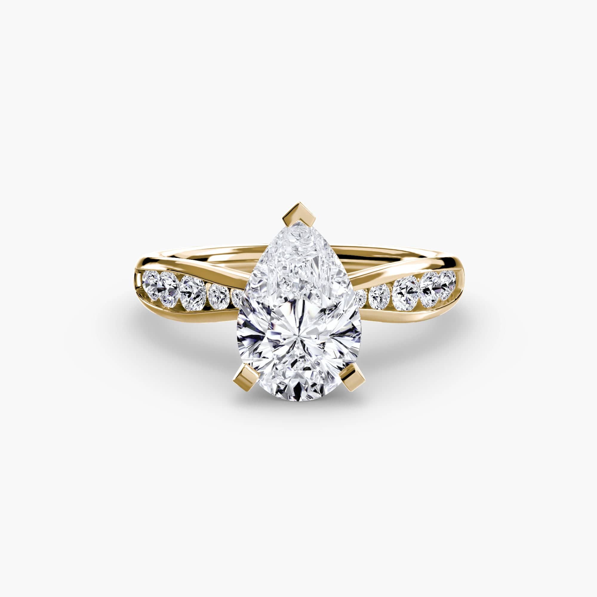 BW James Jewelers setting 9K Yellow Gold / Pear Solitaire with Pavé 3