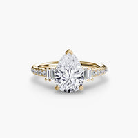 BW James Jewelers setting 9K Yellow Gold / Pear Solitaire with Pavé 4