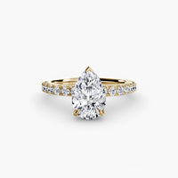 BW James Jewelers setting 9K Yellow Gold / Pear Solitaire with Pavé 6