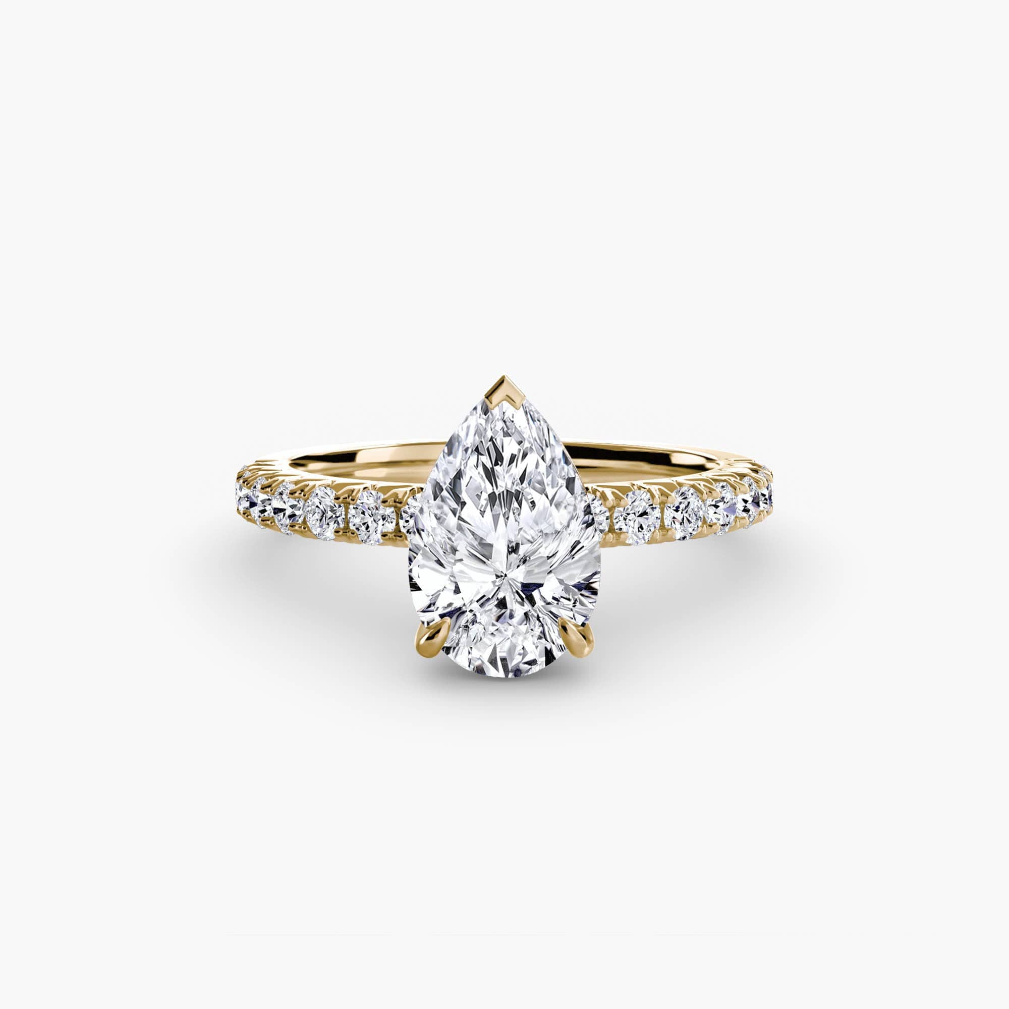 BW James Jewelers setting 9K Yellow Gold / Pear Solitaire with Pavé 6
