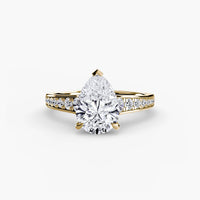 BW James Jewelers setting 9K Yellow Gold / Pear Solitaire with Pavé 7