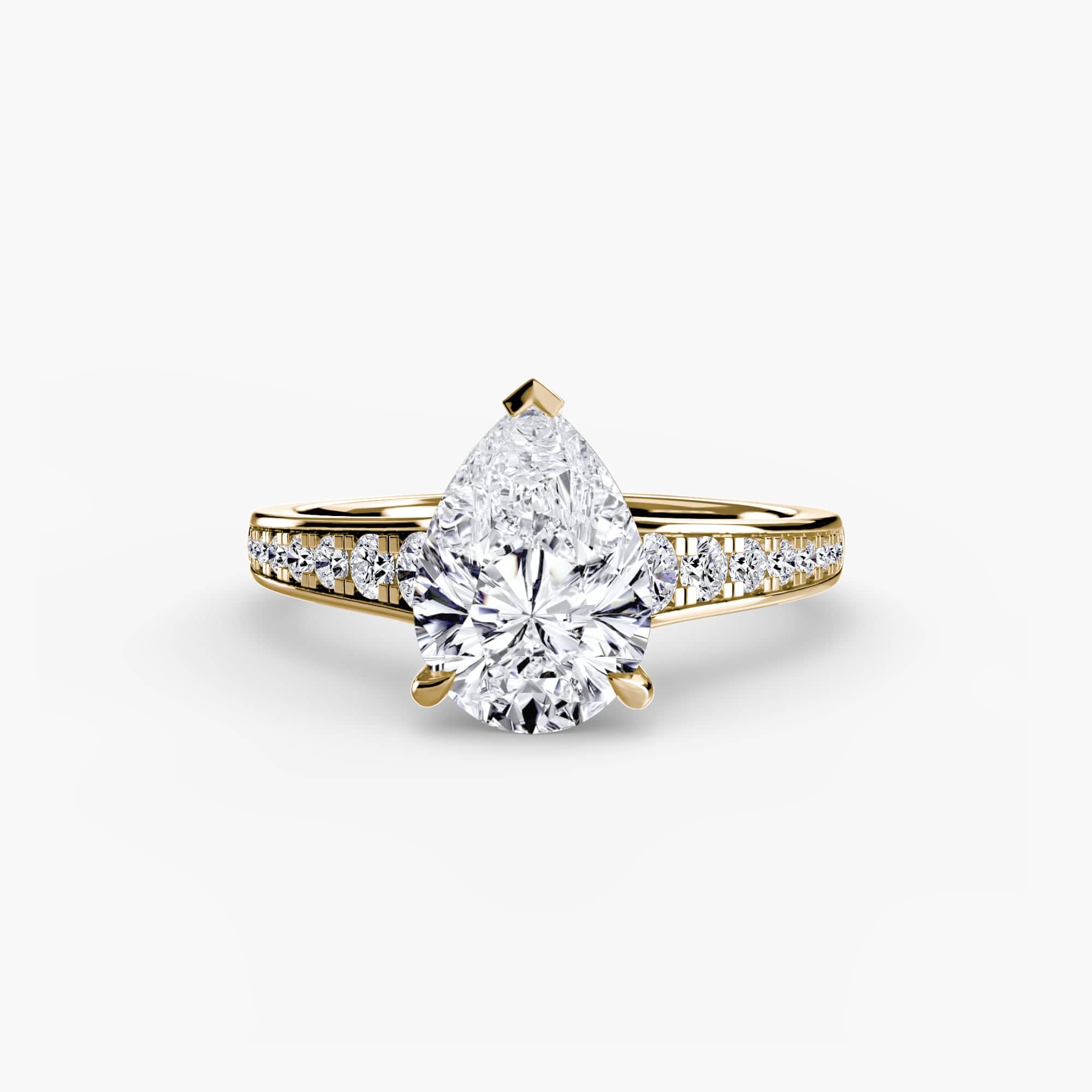 BW James Jewelers setting 9K Yellow Gold / Pear Solitaire with Pavé 7