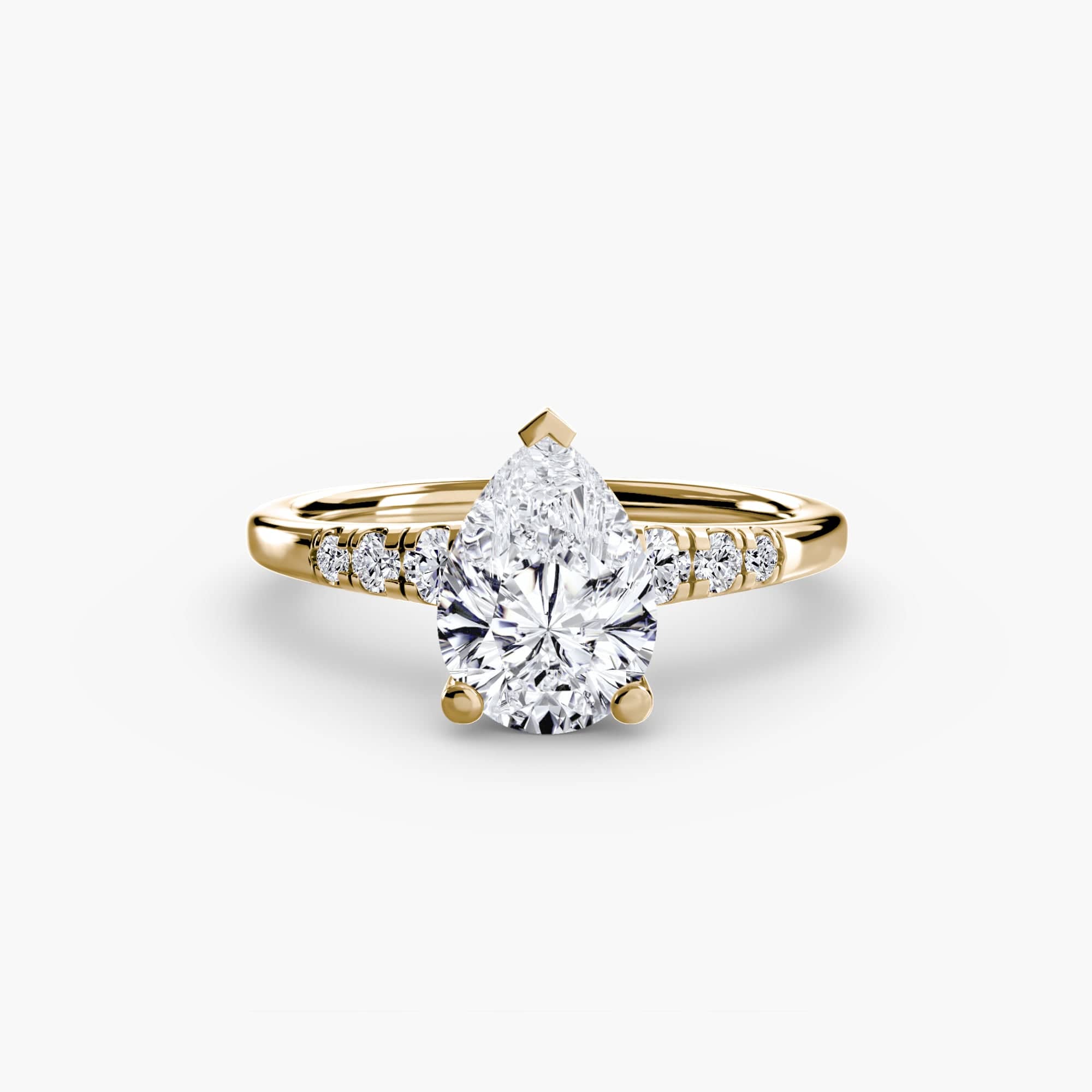 BW James Jewelers setting 9K Yellow Gold / Pear Solitaire with Shoulder Accents