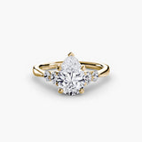 BW James Jewelers setting 9K Yellow Gold / Pear Solitaire with Shoulder Accents 2