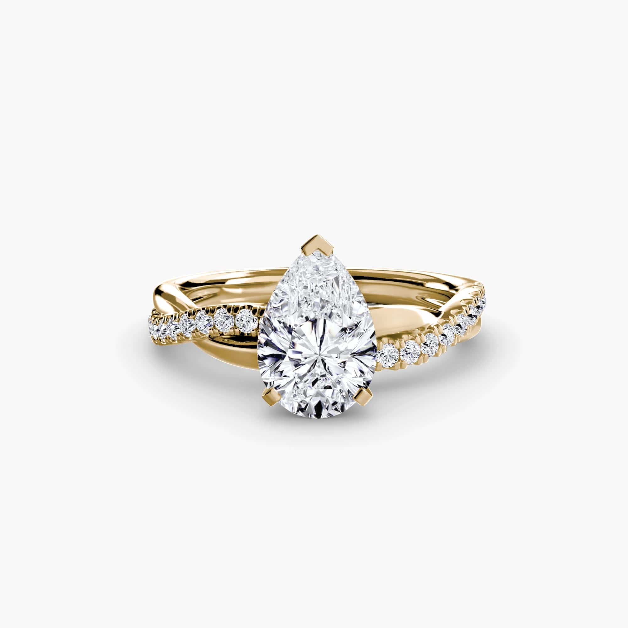 BW James Jewelers setting 9K Yellow Gold / Pear The Emerald Twist Pavé Ring