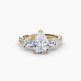 BW James Jewelers setting 9K Yellow Gold / Pear Three-Stone Ring with Pavé Band 4