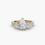 BW James Jewelers setting 9K Yellow Gold / Pear Three-Stone with Pavé Band 2