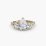 BW James Jewelers setting 9K Yellow Gold / Pear Three-Stone with Pavé Band 3