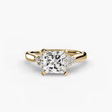 BW James Jewelers setting 9K Yellow Gold / Princess Solitaire with Cluster Shoulders 2
