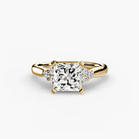 BW James Jewelers setting 9K Yellow Gold / Princess Solitaire with Cluster Shoulders 2