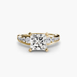 BW James Jewelers setting 9K Yellow Gold / Princess Solitaire with Pavé 2