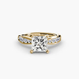 BW James Jewelers setting 9K Yellow Gold / Princess Solitaire with Pavé 3