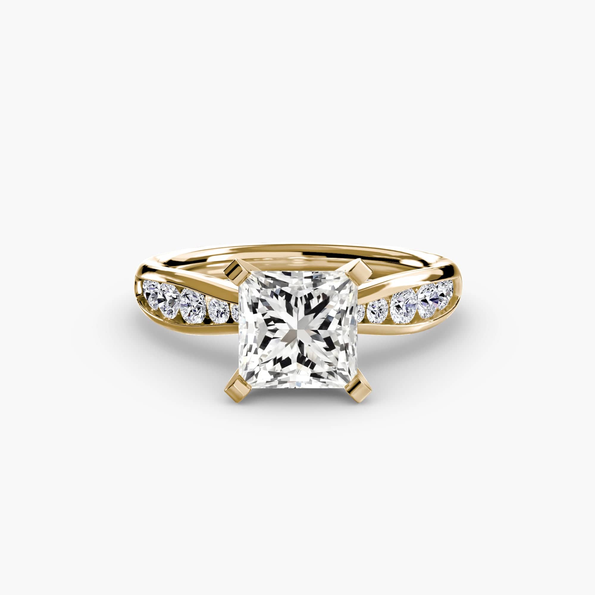 BW James Jewelers setting 9K Yellow Gold / Princess Solitaire with Pavé 3