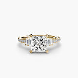 BW James Jewelers setting 9K Yellow Gold / Princess Solitaire with Pavé 4