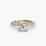 BW James Jewelers setting 9K Yellow Gold / Princess Solitaire with Pavé 6