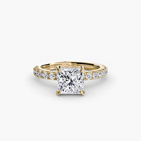 BW James Jewelers setting 9K Yellow Gold / Princess Solitaire with Pavé 6