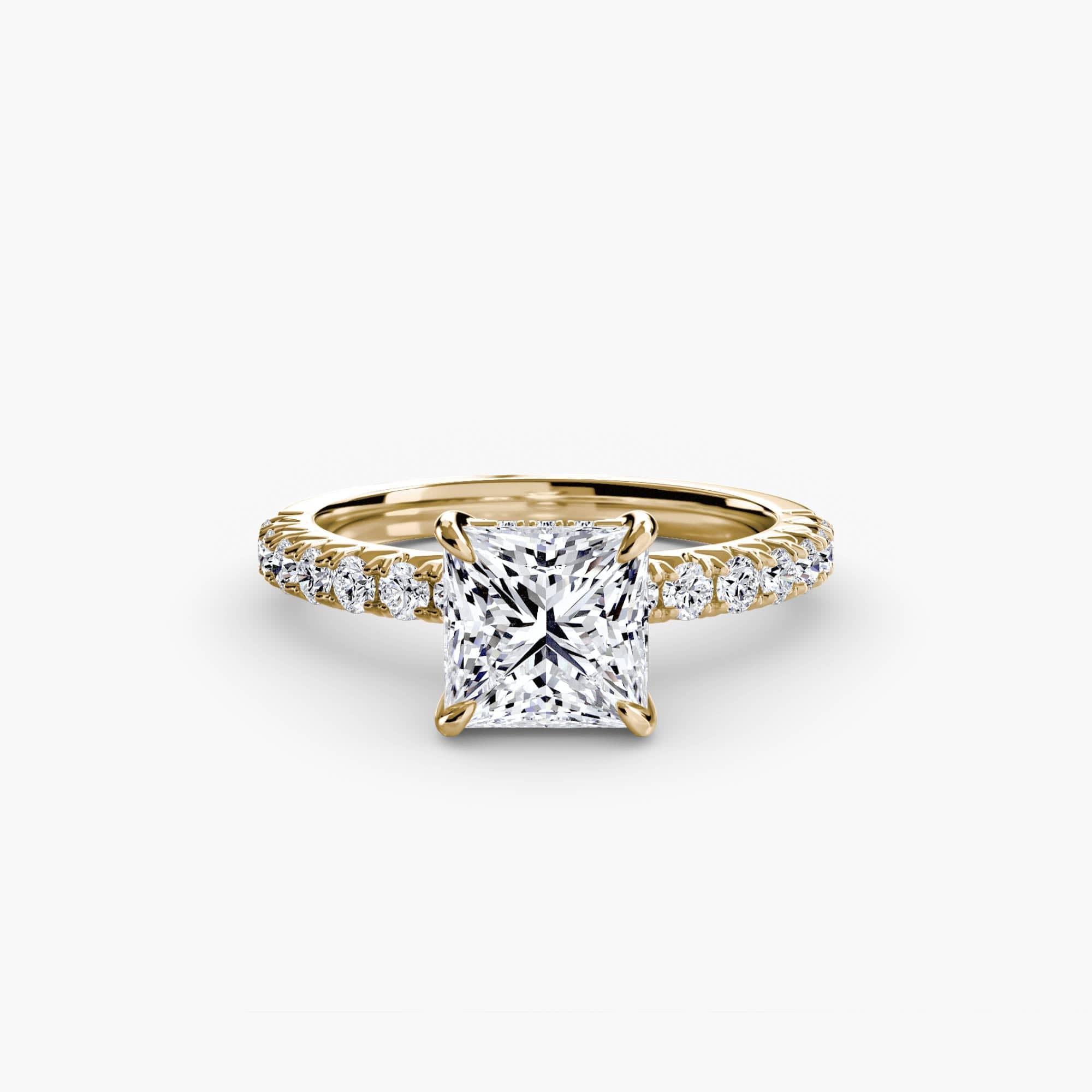 BW James Jewelers setting 9K Yellow Gold / Princess Solitaire with Pavé 6