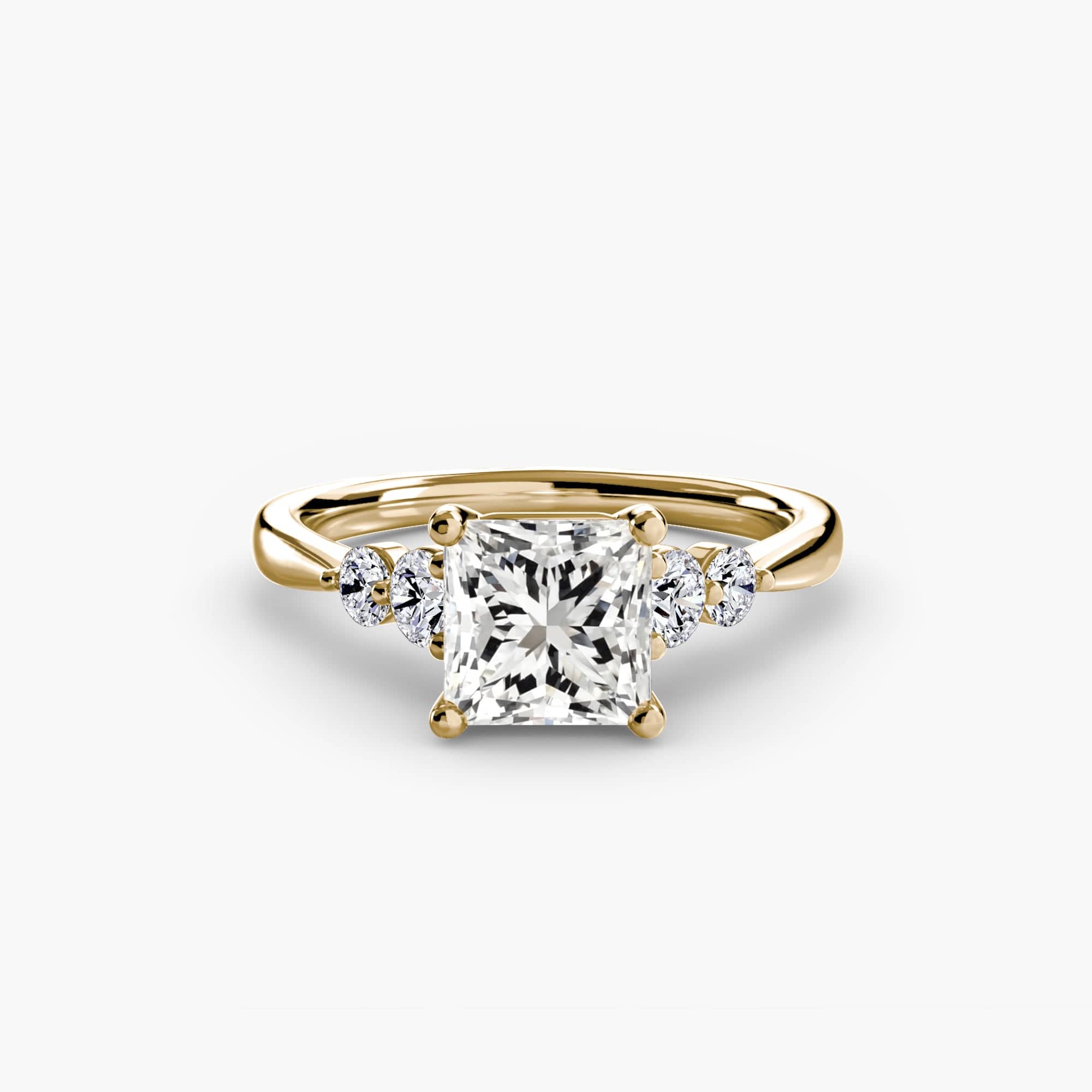 BW James Jewelers setting 9K Yellow Gold / Princess Solitaire with Shoulder Accents 2