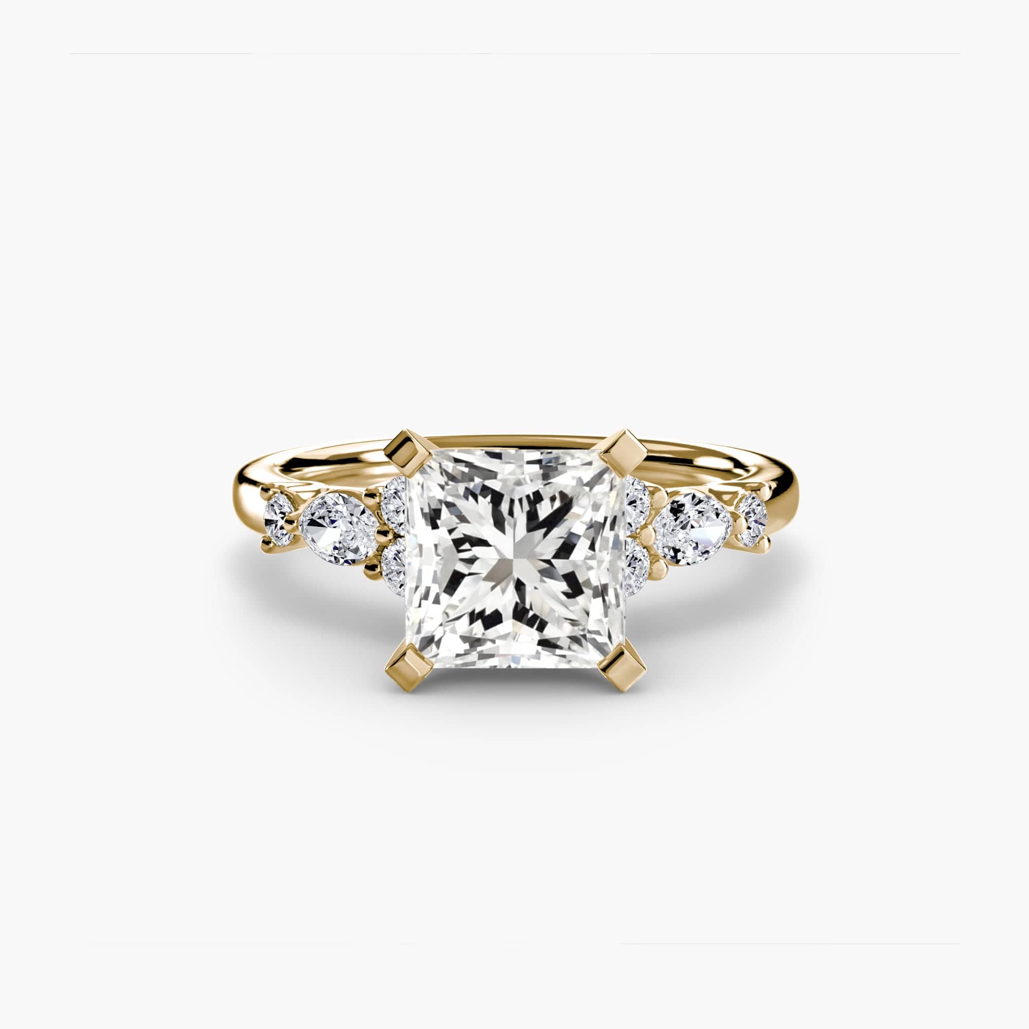 BW James Jewelers setting 9K Yellow Gold / Princess The Floral Accent Solitaire