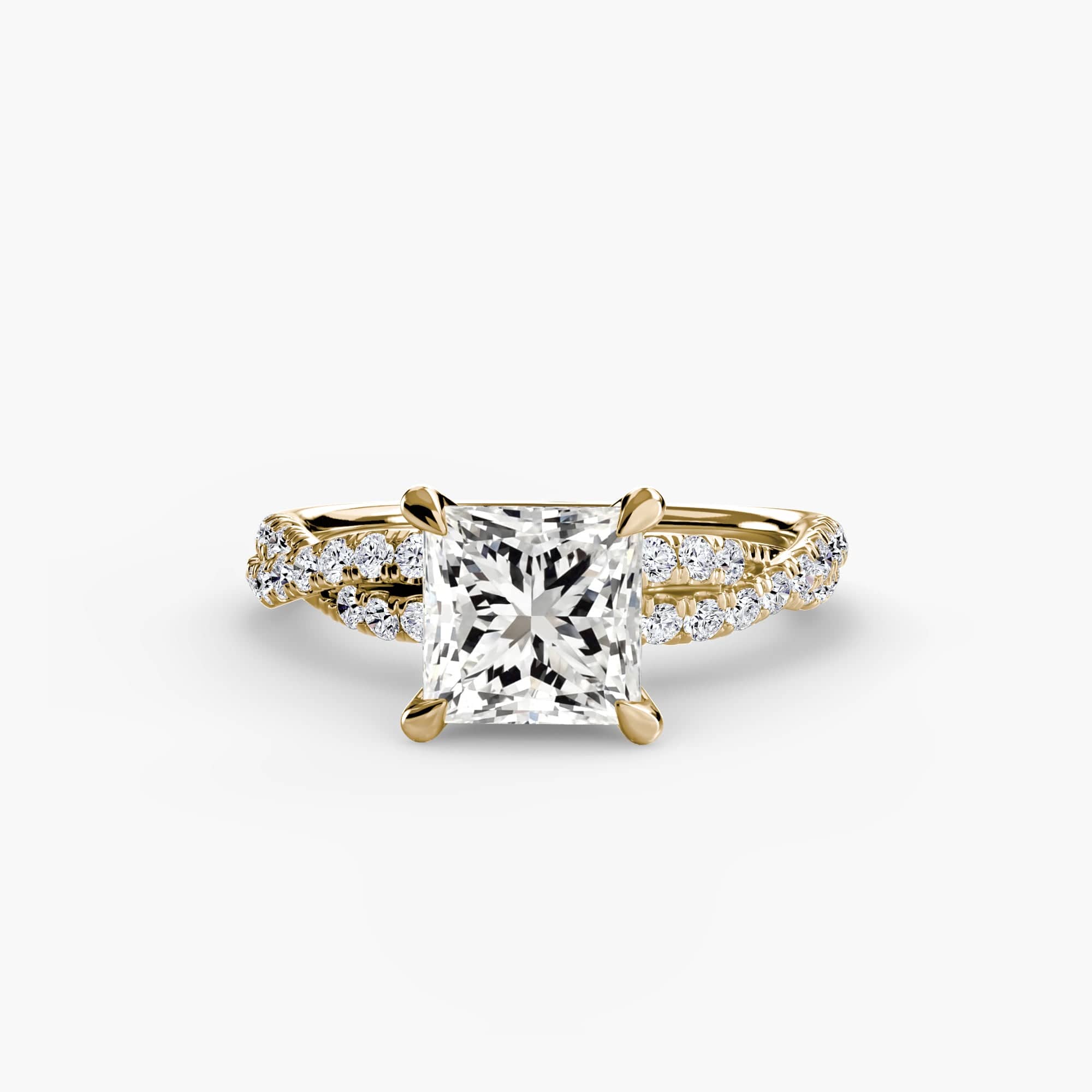 BW James Jewelers setting 9K Yellow Gold / Princess The Twisted Pavé Solitaire