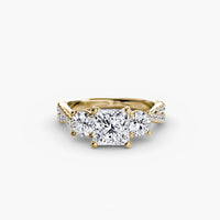BW James Jewelers setting 9K Yellow Gold / Princess Three-Stone with Pavé Band 2