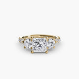 BW James Jewelers setting 9K Yellow Gold / Princess Three-Stone with Pavé Band 3