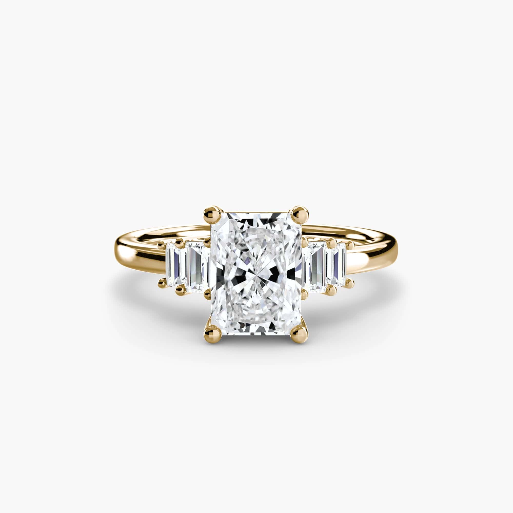 BW James Jewelers setting 9K Yellow Gold / Radiant Baguette Accent Solitaire