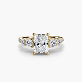 BW James Jewelers setting 9K Yellow Gold / Radiant Five Stone Ring with Pavé Band