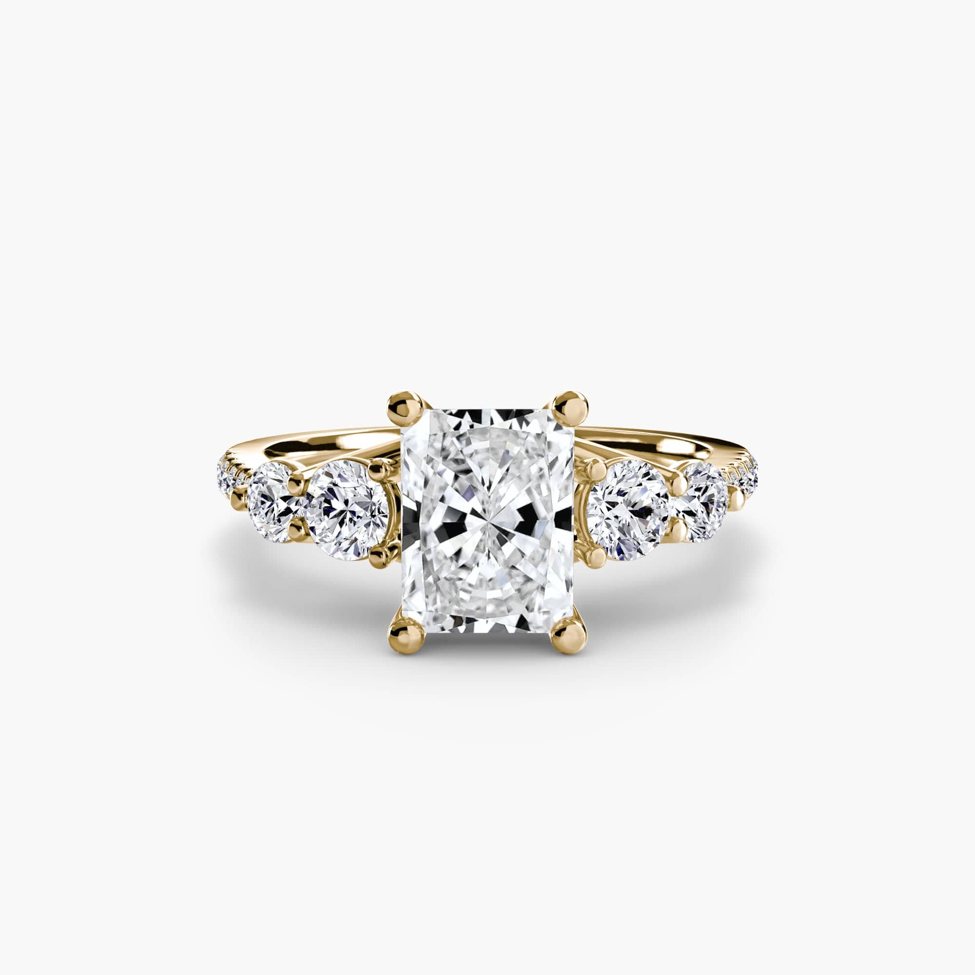 BW James Jewelers setting 9K Yellow Gold / Radiant Five Stone Ring with Pavé Band