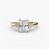 BW James Jewelers setting 9K Yellow Gold / Radiant Solitaire with Cluster Shoulders 2