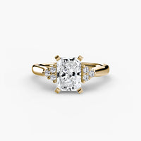 BW James Jewelers setting 9K Yellow Gold / Radiant Solitaire with Cluster Shoulders 2