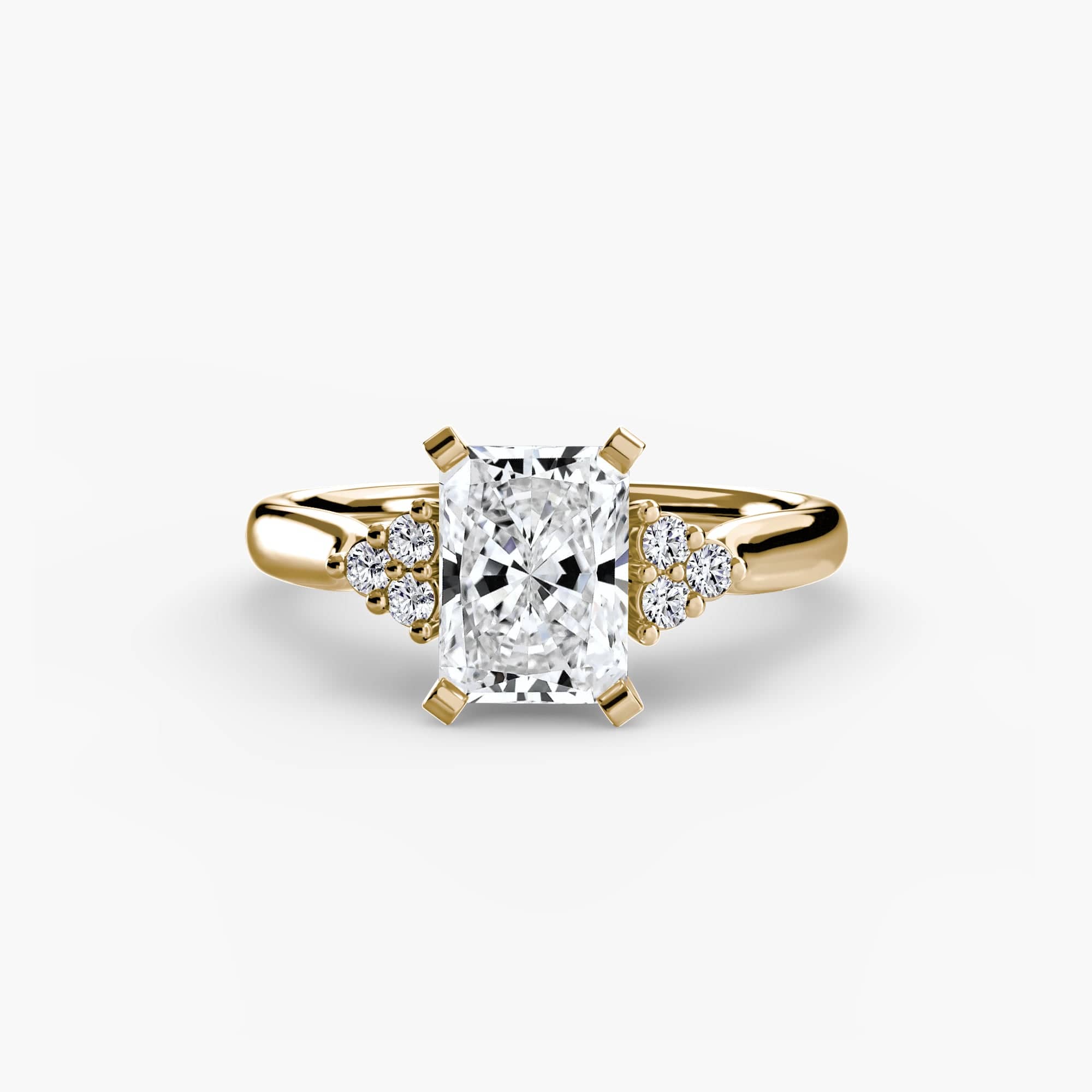 BW James Jewelers setting 9K Yellow Gold / Radiant Solitaire with Cluster Shoulders 2