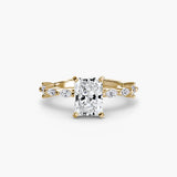 BW James Jewelers setting 9K Yellow Gold / Radiant Solitaire with Eternity Pavé