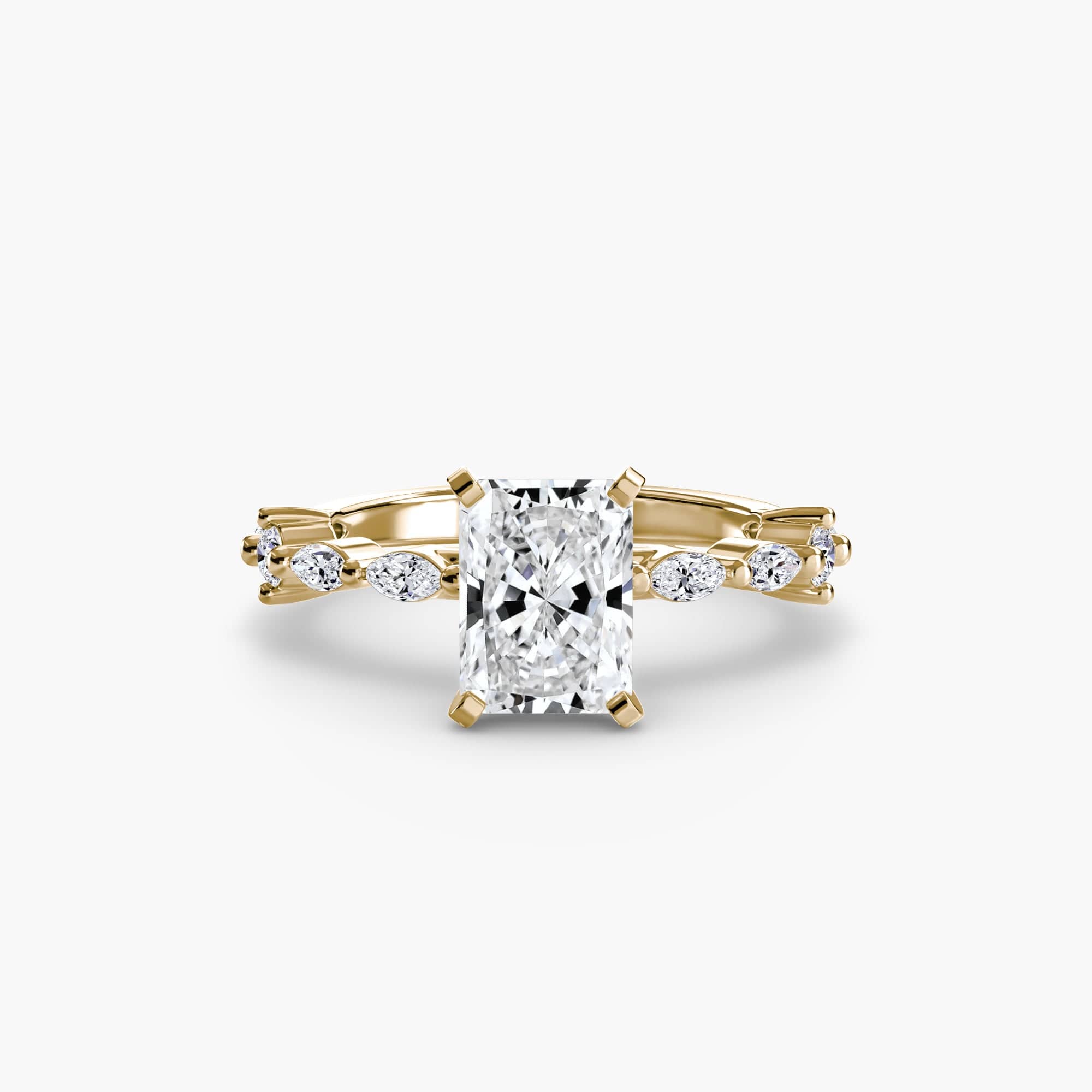 BW James Jewelers setting 9K Yellow Gold / Radiant Solitaire with Eternity Pavé