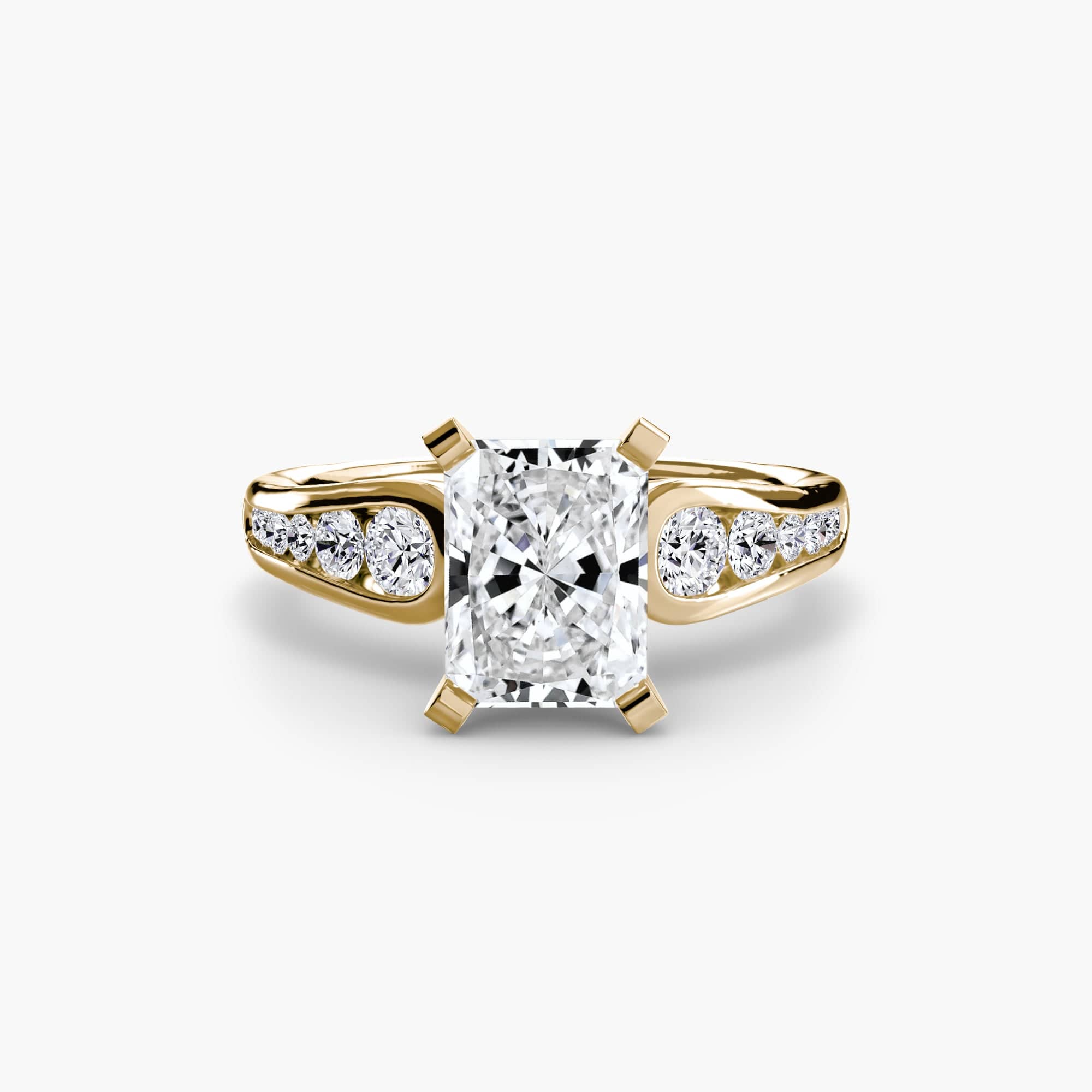 BW James Jewelers setting 9K Yellow Gold / Radiant Solitaire with Pavé 2