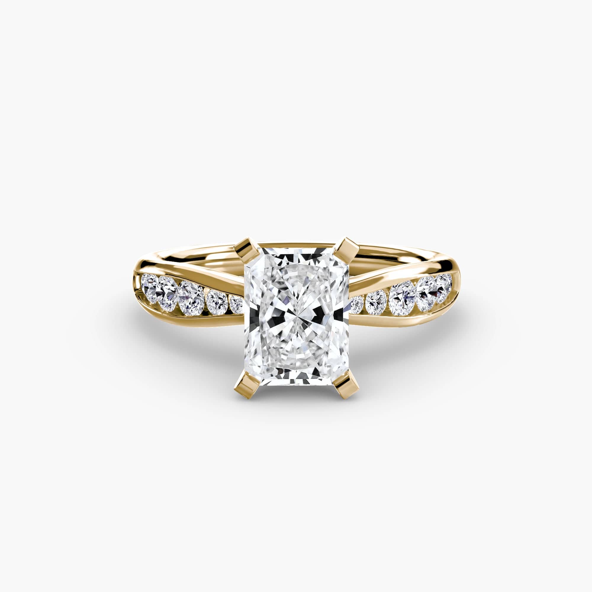 BW James Jewelers setting 9K Yellow Gold / Radiant Solitaire with Pavé 3