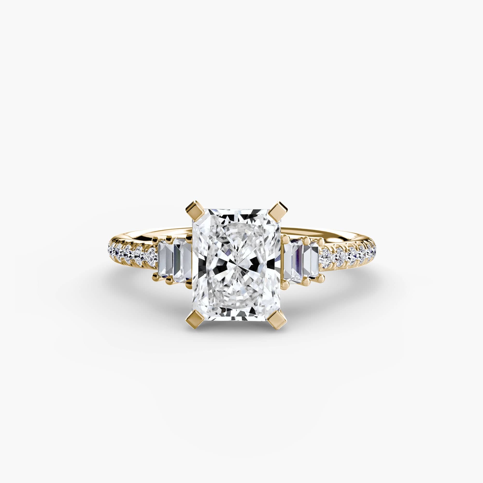 BW James Jewelers setting 9K Yellow Gold / Radiant Solitaire with Pavé 4