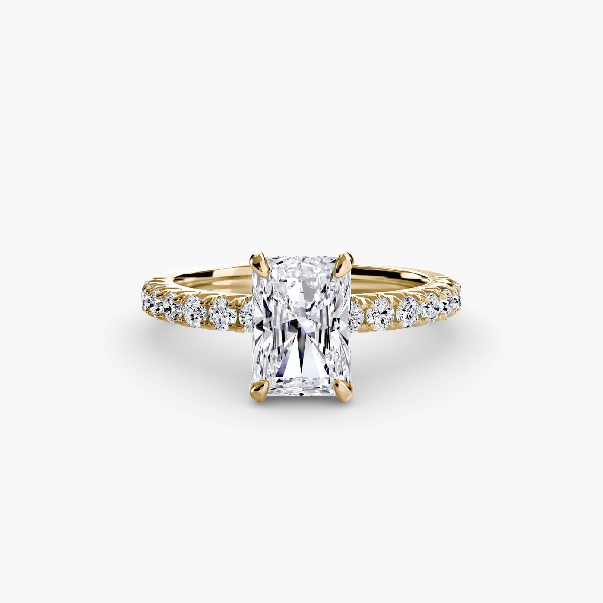 BW James Jewelers setting 9K Yellow Gold / Radiant Solitaire with Pavé 6