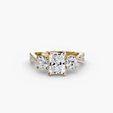 BW James Jewelers setting 9K Yellow Gold / Radiant Three-Stone with Pavé Band 2