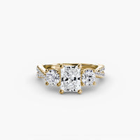 BW James Jewelers setting 9K Yellow Gold / Radiant Three-Stone with Pavé Band 2