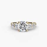 BW James Jewelers setting 9K Yellow Gold / Round Five Stone Ring with Pavé Band