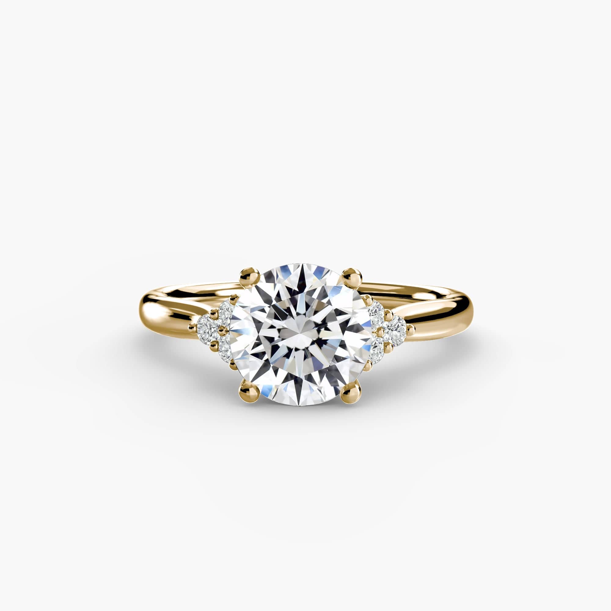 BW James Jewelers setting 9K Yellow Gold / Round Solitaire with Cluster Shoulders