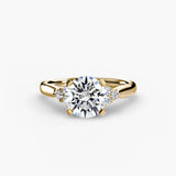 BW James Jewelers setting 9K Yellow Gold / Round Solitaire with Cluster Shoulders 2