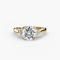 BW James Jewelers setting 9K Yellow Gold / Round Solitaire with Cluster Shoulders 2
