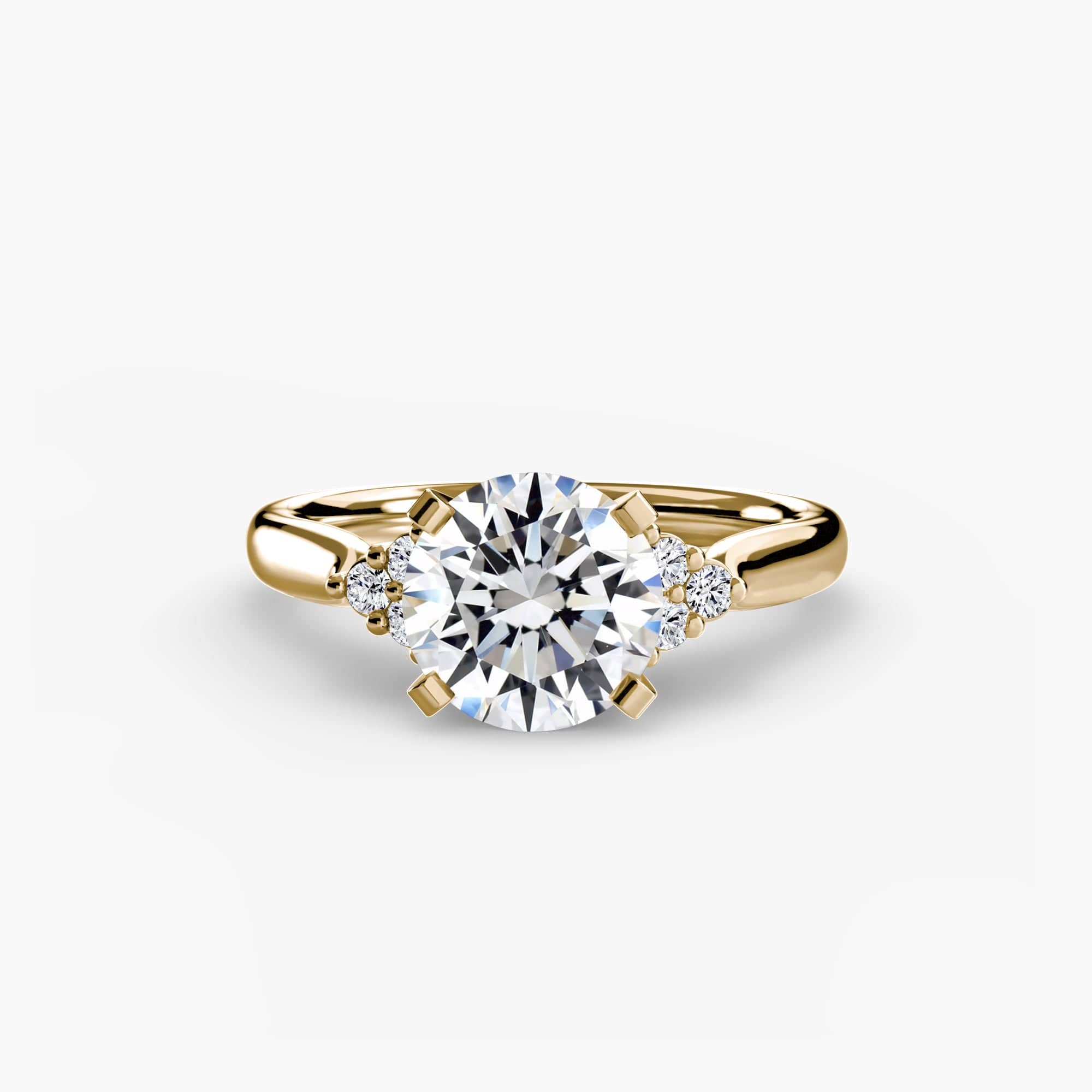 BW James Jewelers setting 9K Yellow Gold / Round Solitaire with Cluster Shoulders 2